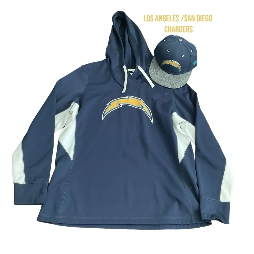 Team Apparel Los Angeles San Diego Charger Blue Hoodie Pullover Cap Hat Sz XXL